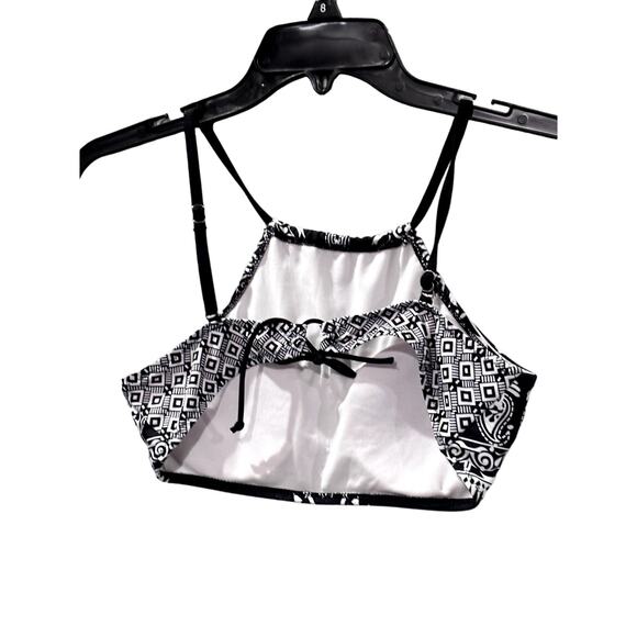 FASHION Women's Black & White Printed Halter Neck Swim Top Sz S - Picture 2 of 3